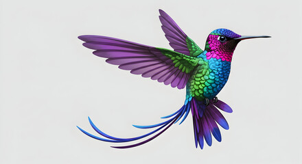 Obraz premium Colorful Hummingbird with Vibrant Plumage in Dynamic Flight Pose