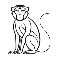 Monkey Line Art Vector 