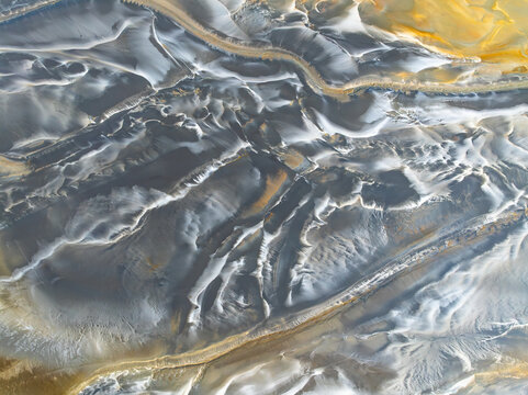 Aerial view of abstract natural patterns and textures