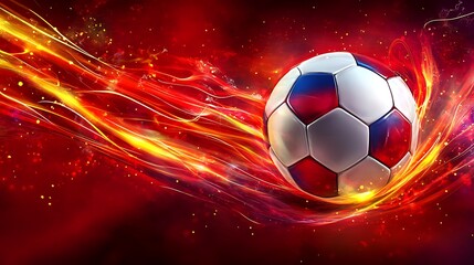 Naklejka premium Fiery soccer ball in motion.