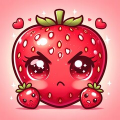 Obraz premium strawberry cartoon character angry