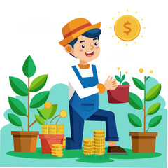 man watering plant