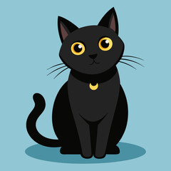 vector illustration of a black cat