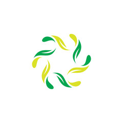 Leaf green circle harmony element icon logo 