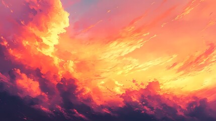 Fototapeta premium Fiery sunset cloudscape.