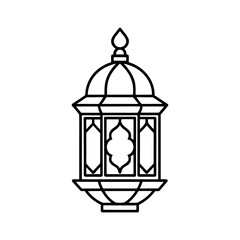 Ornate islamic lantern line art illustration © Sumondesigner_42