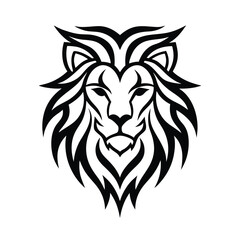 tribal tattoo style lion face symmetry