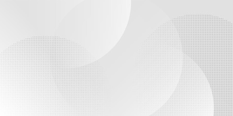 Minimalist white and gray abstract background with soft geometric shapes and halftone dot patterns. Elegant and clean design perfect for business, tech, or corporate presentations.