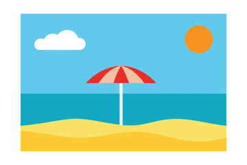 beach with umbrella and chairs
