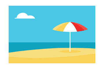 beach with umbrella and chairs