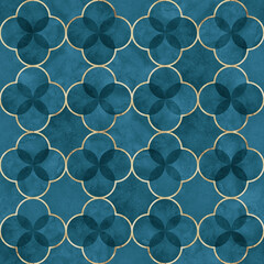 Watercolor gothic style clover leaf seamless pattern