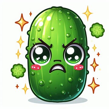 cucumber cartoon character angry