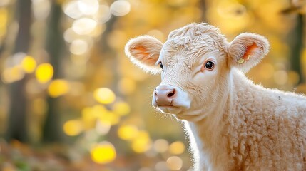 Obraz premium Calf autumn forest portrait, nature