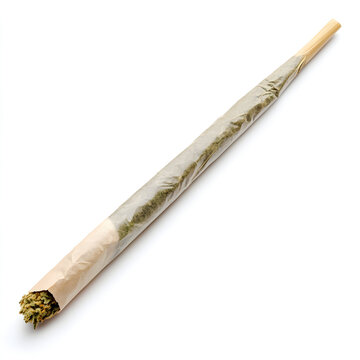 Marijuana weed spliff rolled in a rolling paper isolated on a white background 