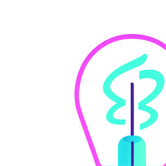 Obraz premium Futuristic smart lightbulb 3D icon with neon violet and teal edges, glowing spiral filament, floating UI elements, minimalist isometric design. Matte finish and ambient light on transparent background