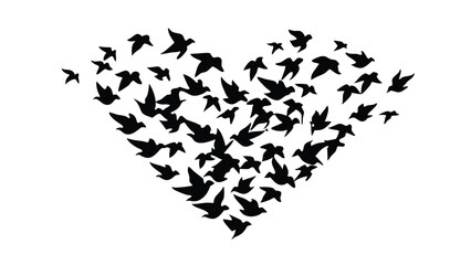 Naklejka premium A flock of birds at sunset. Vector abstract silhouette of flying birds Pattern of sunrise and geese or ducks
