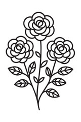 Minimalist Polyantha Roses Icon – Clean Botanical Outline Vector