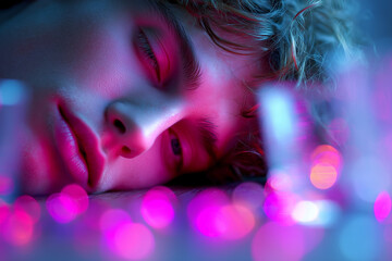  Slumped Youth with Pink Lights – Emotional Overwhelm