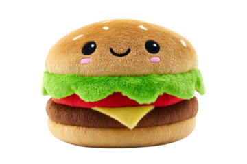 Adorable plush burger toy food cartoon character