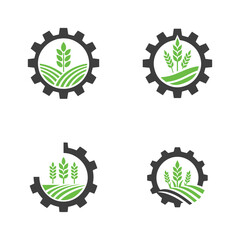 set of bundle modern agriculture logo.