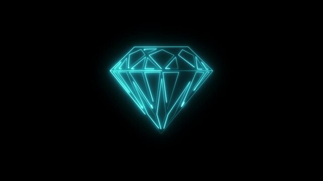 Neon vertical glow diamond logo black background aquaanimation