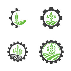 set of bundle modern agriculture logo.