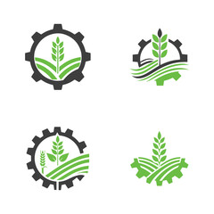 set of bundle modern agriculture logo.
