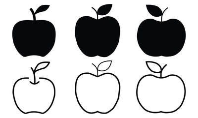 set of apples.   Apple vector icon.  Apple sign and symbols for web design. Fruit Apple Presenting for Fitness and Health Care. Vector symbol in trendy flat style on white background.