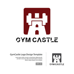 Gym and castle silhouette combined as a logo concept design.