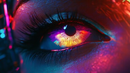 Neon Eye Closeup with Fantasy Art.