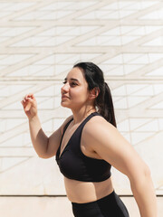 Portrait of a woman, happy, in a moment of dance and movements to relax and disconnect