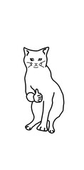 cat thumbs up line art illustration hand drawing meme
