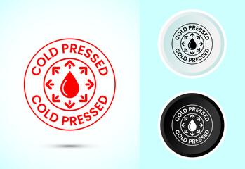 Cold pressed icon design illustration. Cold pressed label badge logo template, in color black and white
