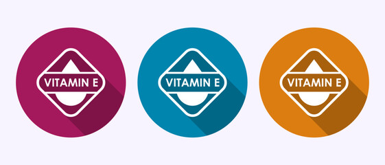 Vitamin E icon design illustration. Vitamin E sign symbol in shadow button design