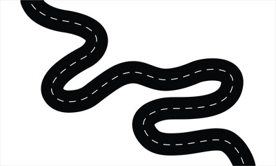 Obraz premium Straight and winding road . Seamless asphalt roads vector on white background