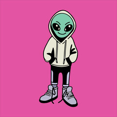 Urban Cartoon Alien, Alien Fashion Cartoon 