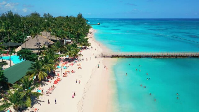 Aerial view of a beach in Punta Cana on a bright sunny day