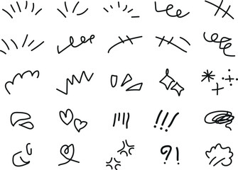 Hand-Drawn Emotion Comic Icon Set – Expressive Cartoon Faces and Mood Symbols Illustration Pack for Graphic Designers and Comic Creators (AI, EPS, SVG)