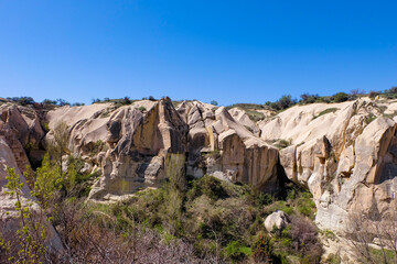 Fototapeta premium Open Air museum, historical and archaeological site with its its caves, monasteries and churches in Goreme, Cappadocia 