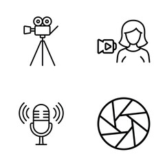 Media Production Icons Video Camera, Microphone, Video Call, and Photography Symbols for Digital Content Creation