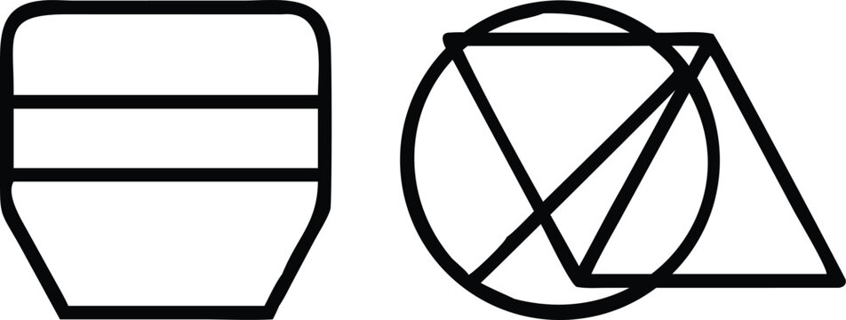 Geometric shapes illustration featuring a trapezoid and intersecting circle with triangle