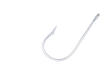 Super Large shark salt water Fishing Hook Big Game Fish Tuna Bait Extra Big game angling made of stainless steel. Isolated on white background with copy space