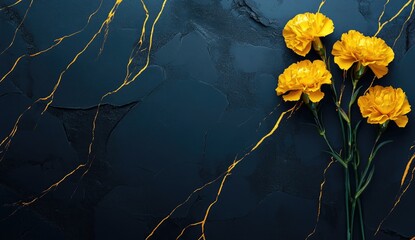 Dark Background With Yellow Carnations