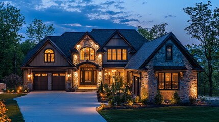 121. Night view of house with ambient outdoor lighting
