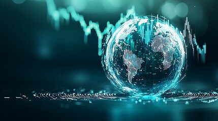 Futuristic investors monitoring global trade dynamics on a high-tech trading floor virtual environment bird's eye view