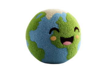 Happy smiling fuzzy earth globe cartoon illustration