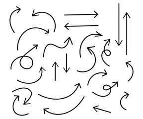 Collection of Various Black Arrows on White Background