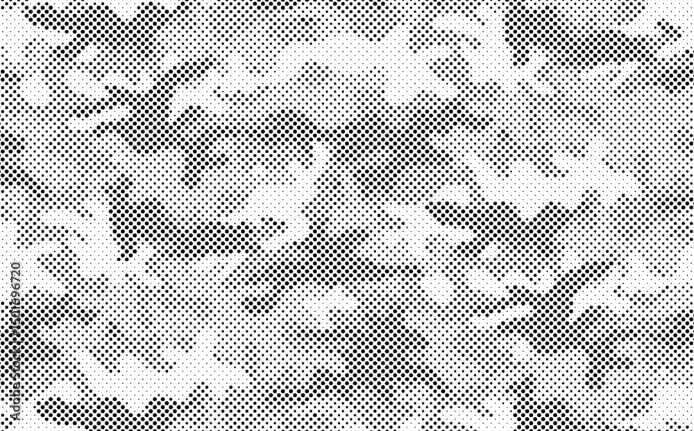 Fototapete abstract halftone seamless camouflage pattern. repeating digital dotted hexagonal camo military text