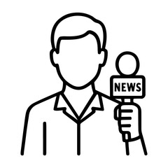 Icon man with microphone reporter on white background vector
Vector line icon profession