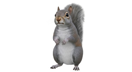 Charming gray squirrel sitting up alertly, captured in a clear shot, likely isolated or on a simple...